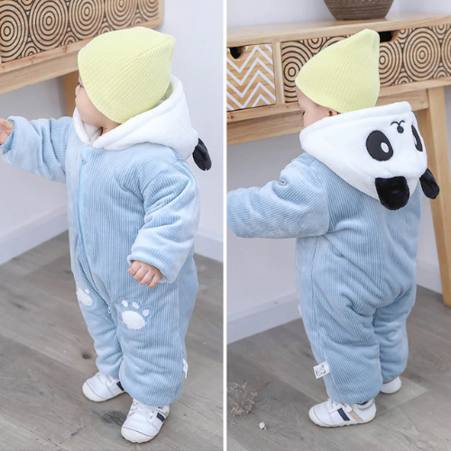 Cute infant animal costume romper, soft baby clothing perfect for winter or spring, newborn essentials panda design.