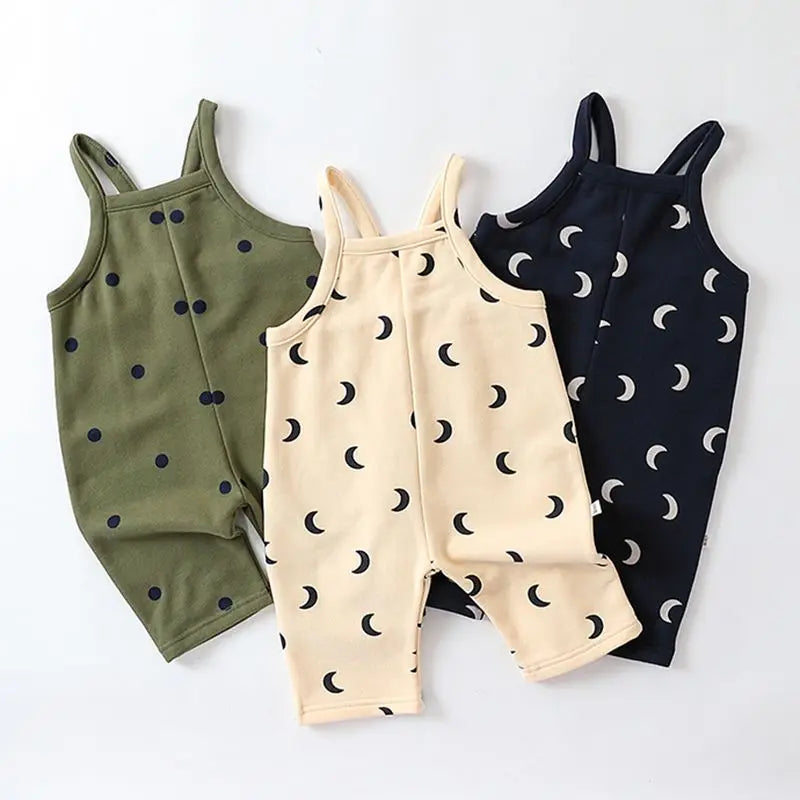 Adorable baby & toddler soft cotton overalls and t-shirt set, perfect for summer play.
