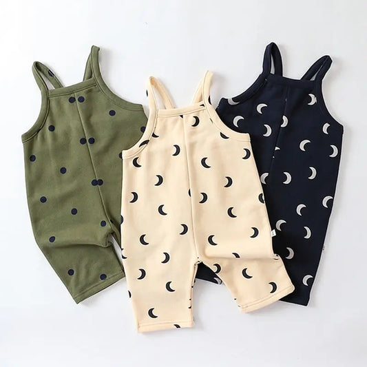 Adorable baby & toddler soft cotton overalls and t-shirt set, perfect for summer play.