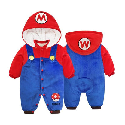 Adorable baby unisex plush character jumpsuit in soft cream, perfect for infant comfort.