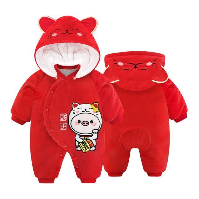 Unisex baby gift: a luxuriously soft plush character jumpsuit, hooded and cozy.