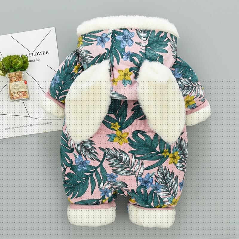 Newborn unisex baby jumpsuit with fun rabbit ears and hood, ideal for warm winter fashion