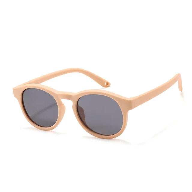 Baby polarized UV400 sunglasses with an adjustable strap for a secure fit on infants and toddlers.