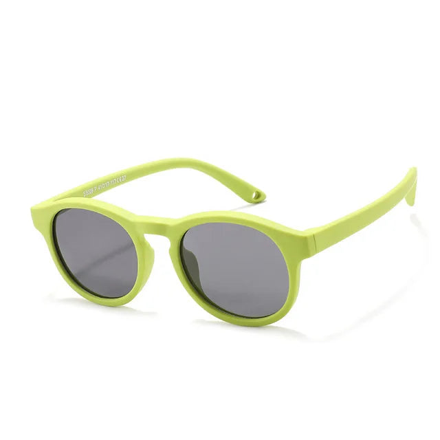White baby polarized UV400 sunglasses, a chic choice for infant fashion and robust UV protection.