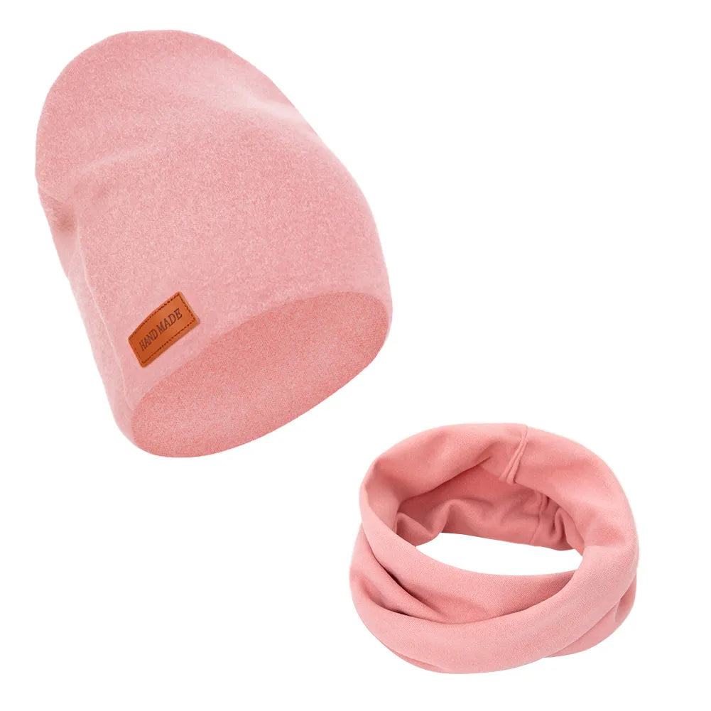 Closeup of the ribbed knit on a baby winter hat, part of a warm scarf set, infant fashion