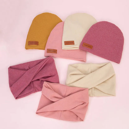 Warm baby winter hat and scarf set, ideal for newborns and infants, polyester cotton blend
