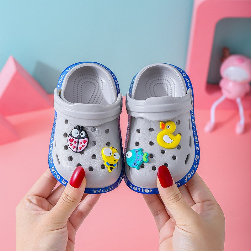 Pair of colorful cartoon EVA slides for kids, perfect non-slip summer shoes for boys and girls