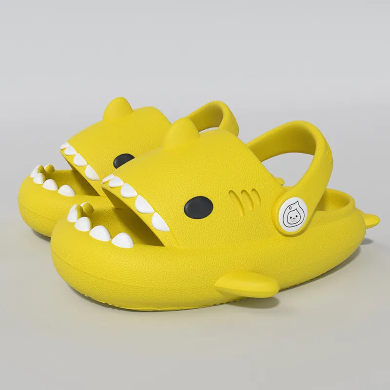 Durable anti-slip shark cartoon sandals, ideal for toddlers' summer outdoor play.