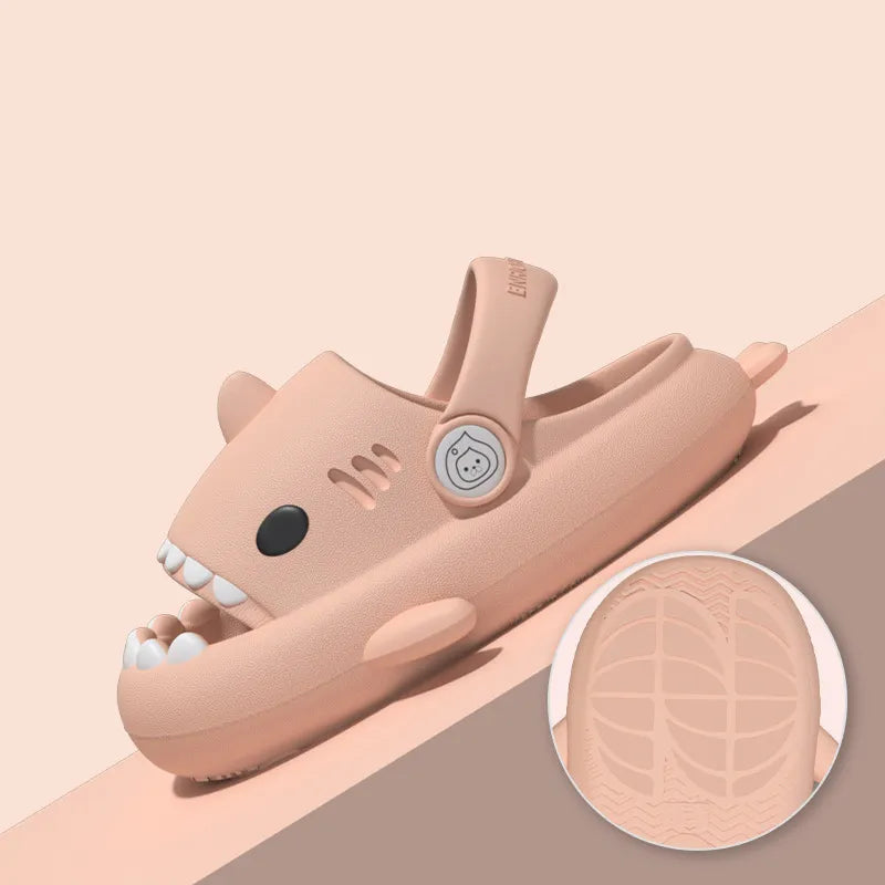 Toddler shark sandals, anti-slip and soft, ideal for boys and girls' summer fun.