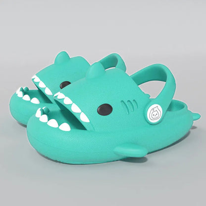 Comfortable soft sole shark cartoon sandals for kids, anti-slip for active little ones.