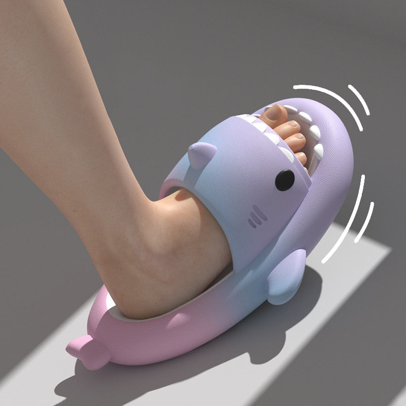 Adorable blue shark kids' slippers, super comfy for home playtime, non-slip design for toddlers.