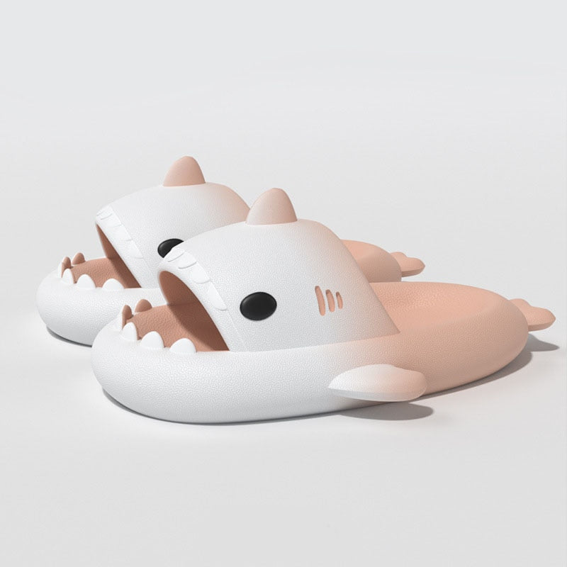 Cartoon shark home slippers for kids, offering superior comfort and non-slip security.