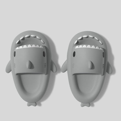 Kids' comfortable shark footwear, perfect non-slip slippers for active toddlers at home.