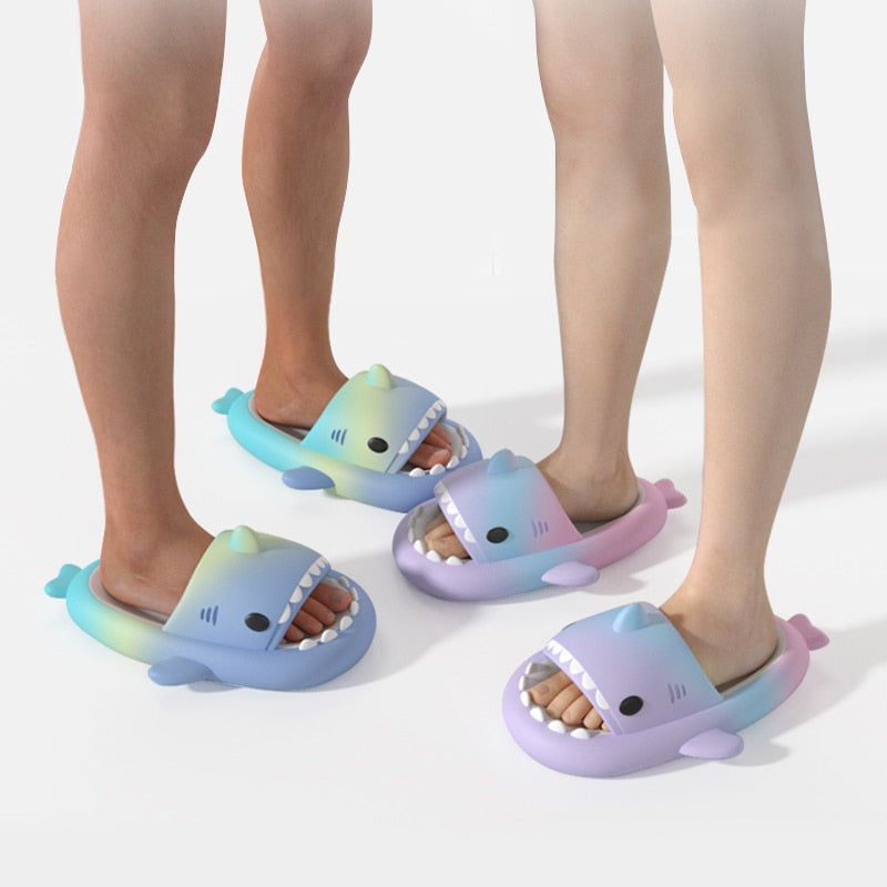 Soft and comfy shark-themed slippers for children, with a reliable non-slip design.