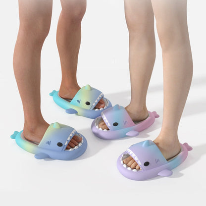 Soft and comfy shark-themed slippers for children, with a reliable non-slip design.