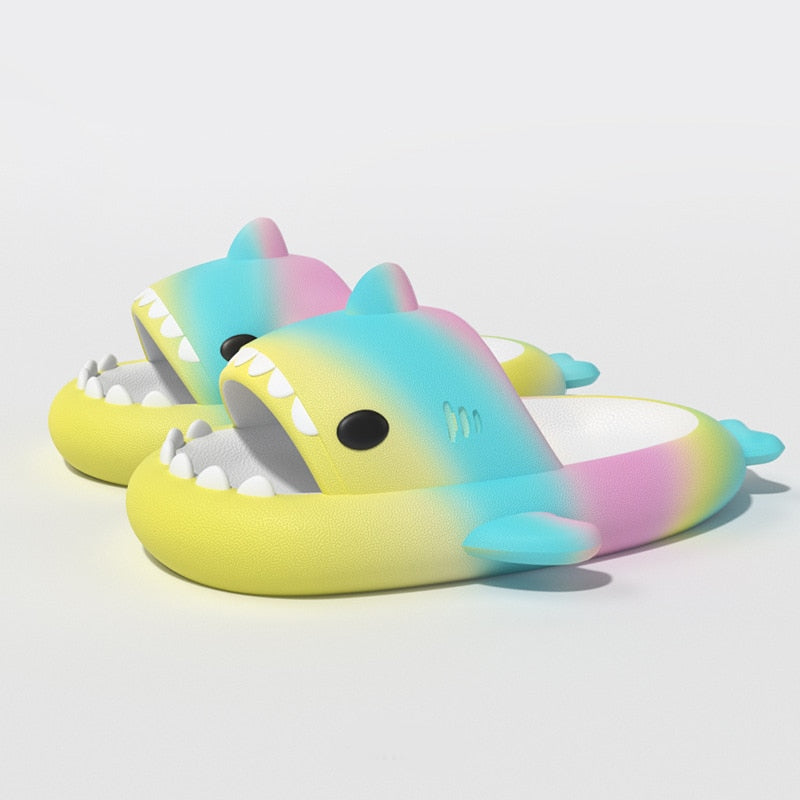 Indoor shark slippers for toddlers, offering a cute design and essential non-slip grip.