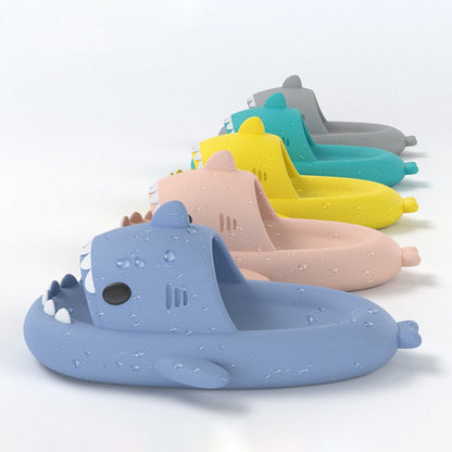 Kids' adorable shark shoes, comfortable and non-slip, ideal for indoor adventures.