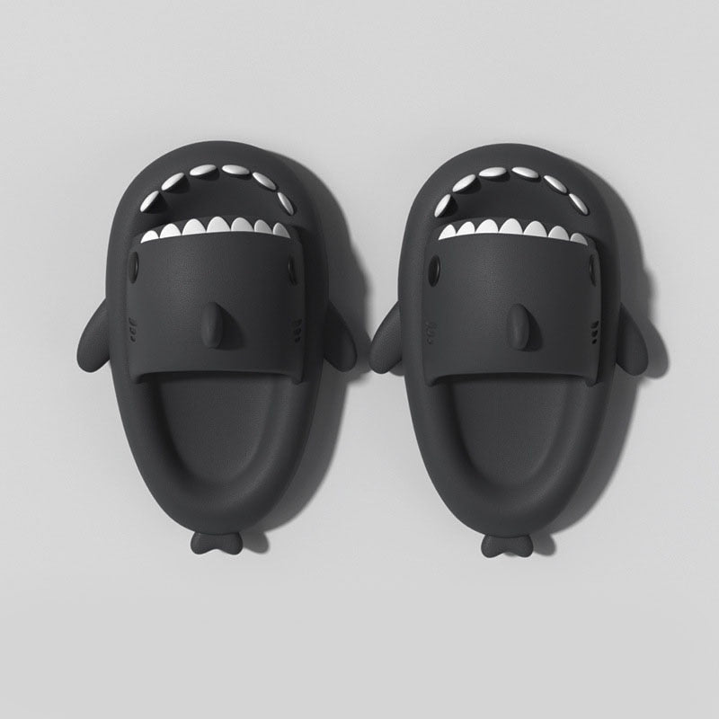 Playtime footwear: blue shark slippers for kids, extremely comfortable and non-slip for safety.