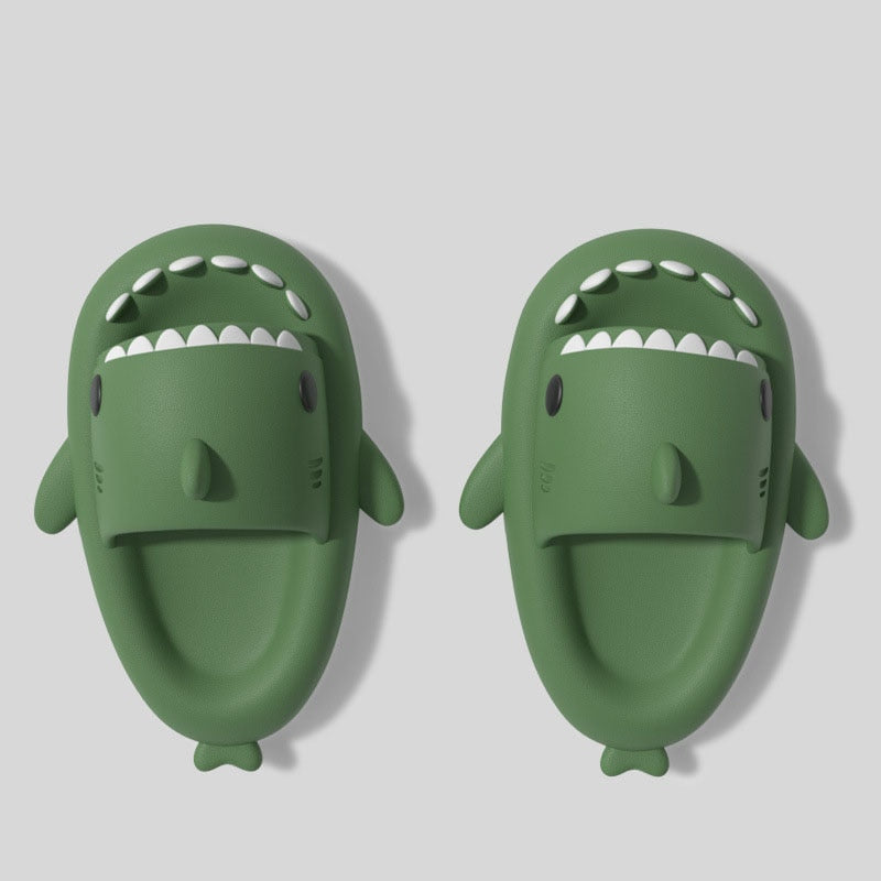 Adorable blue shark slides for toddlers, ensuring comfort and non-slip protection indoors.