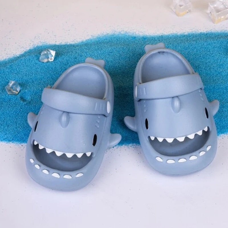 Blue shark cartoon slippers for kids, non-slip and comfortable EVA material, excellent play shoes