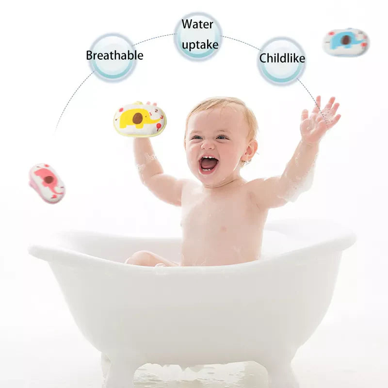 Delightful elephant baby bath sponge, ideal for sensitive toddler skin and fun care.