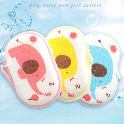 Soft elephant shaped bath sponge for kids, perfect bathing accessory for baby care.