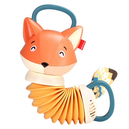 Adorable fox musical accordion toy for toddlers, an educational rattle and learning toy for kids music.