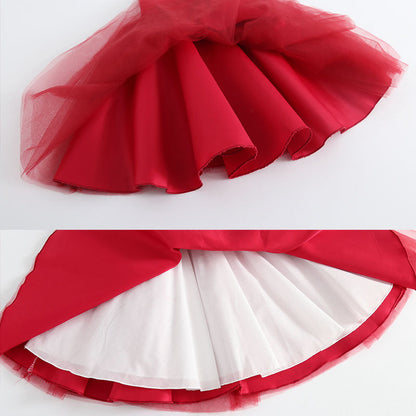 Full view of a girls' pink bow sleeveless dress, a stylish and comfortable toddler party dress.