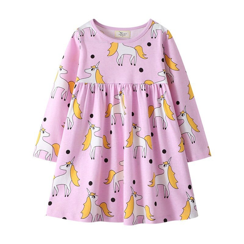 Soft cotton long sleeve bunny dress, knee-length, cute animal print for girls, comfy toddler wear.