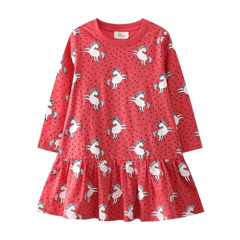 Cute toddler girl's long sleeve bunny dress, knee-length, soft cotton, adorable kids fashion outfit.