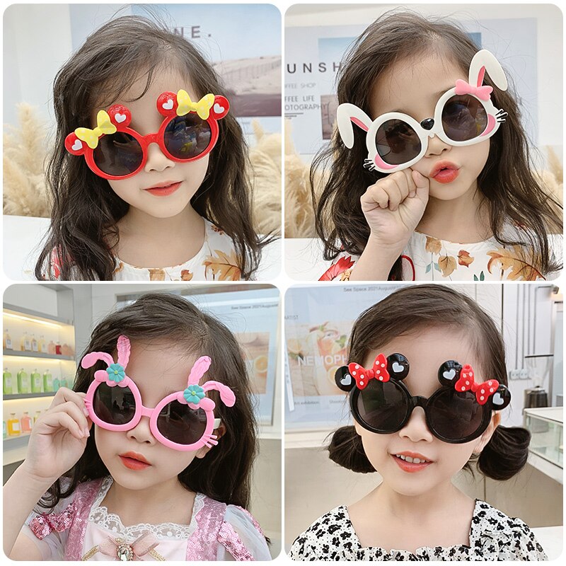 Pink rabbit cartoon sunglasses for girls, a fun and protective eyewear choice for sunny days.