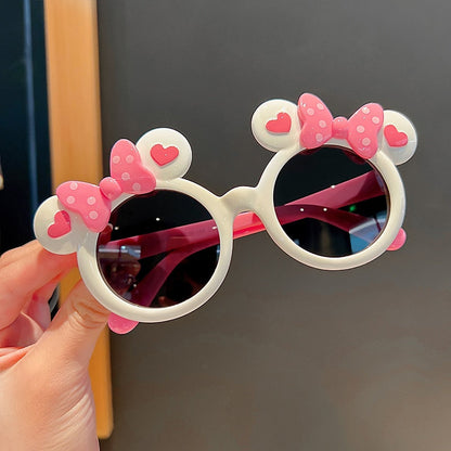Sweet girls' bee cartoon sunglasses with durable UV protection lenses for active kids.