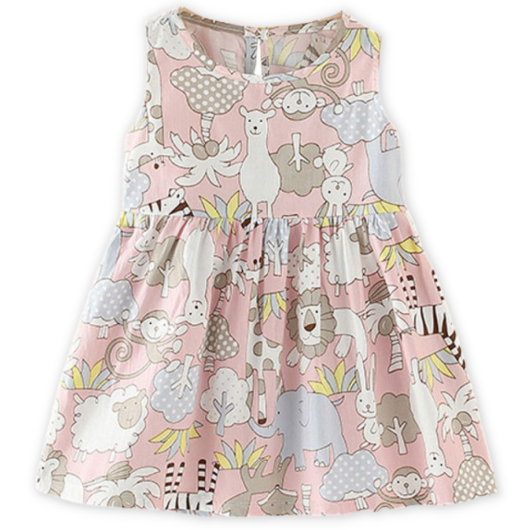 Baby girls' patterned sleeveless sundress, a stylish and breathable cotton summer dress