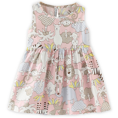 Baby girls' patterned sleeveless sundress, a stylish and breathable cotton summer dress