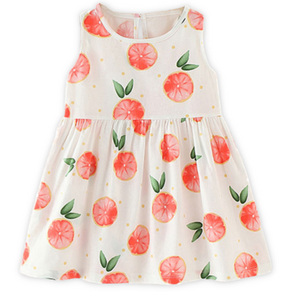 Lightweight sleeveless sundress for girls, showcasing a playful pattern and soft cotton fabric