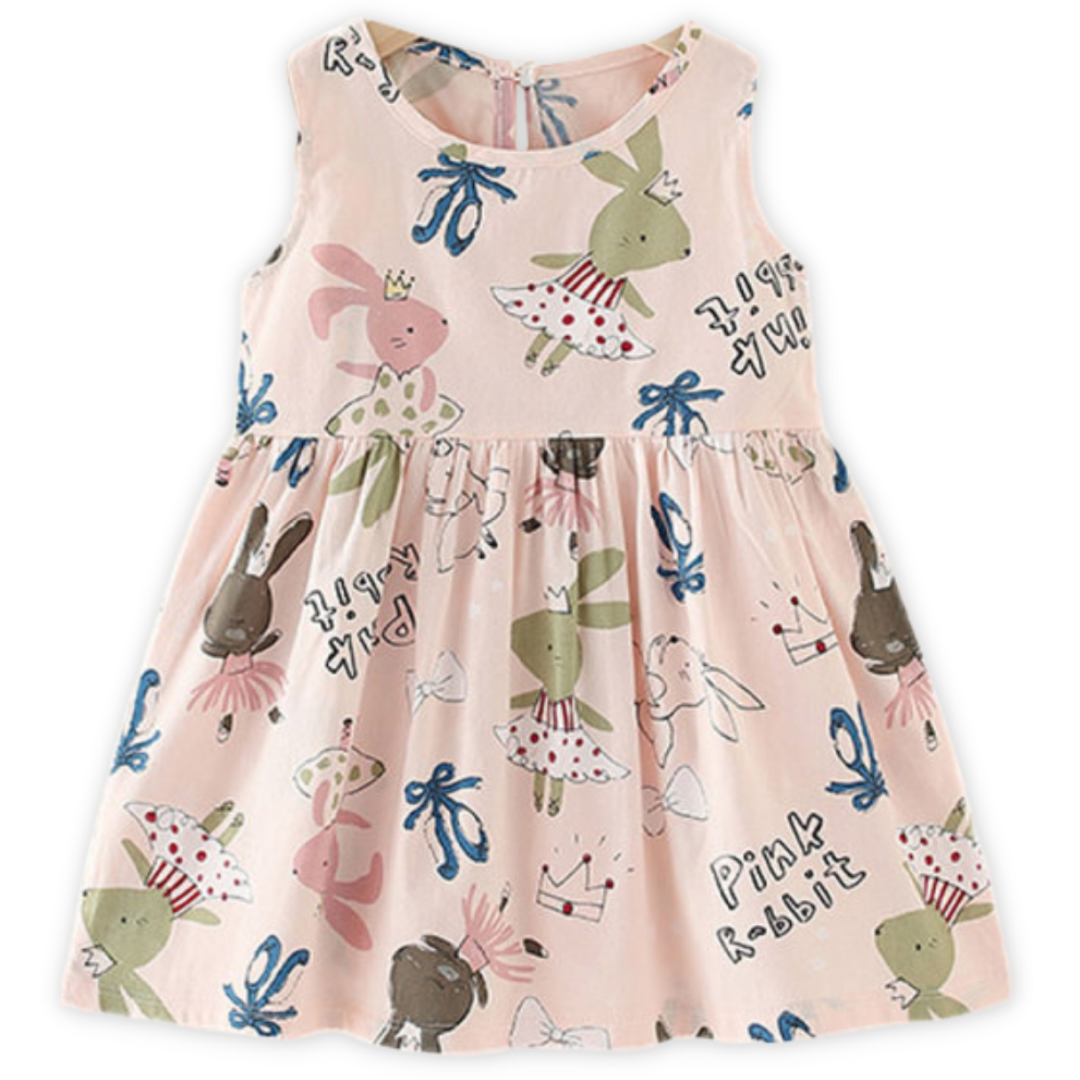Girls' cotton patterned sleeveless dress, a perfect casual and fashionable summer outfit