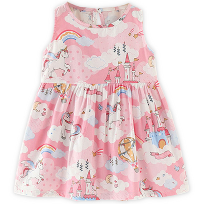 Vibrant pattern print sleeveless sundress for baby girls, an essential for summer kids fashion
