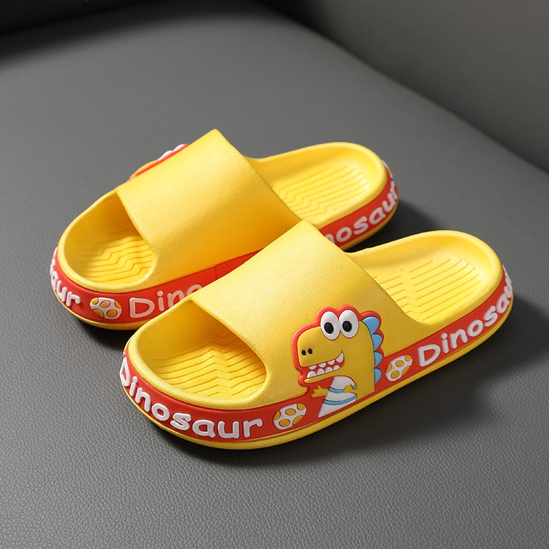Cute girls' dinosaur slippers, water-resistant for both indoor and outdoor play