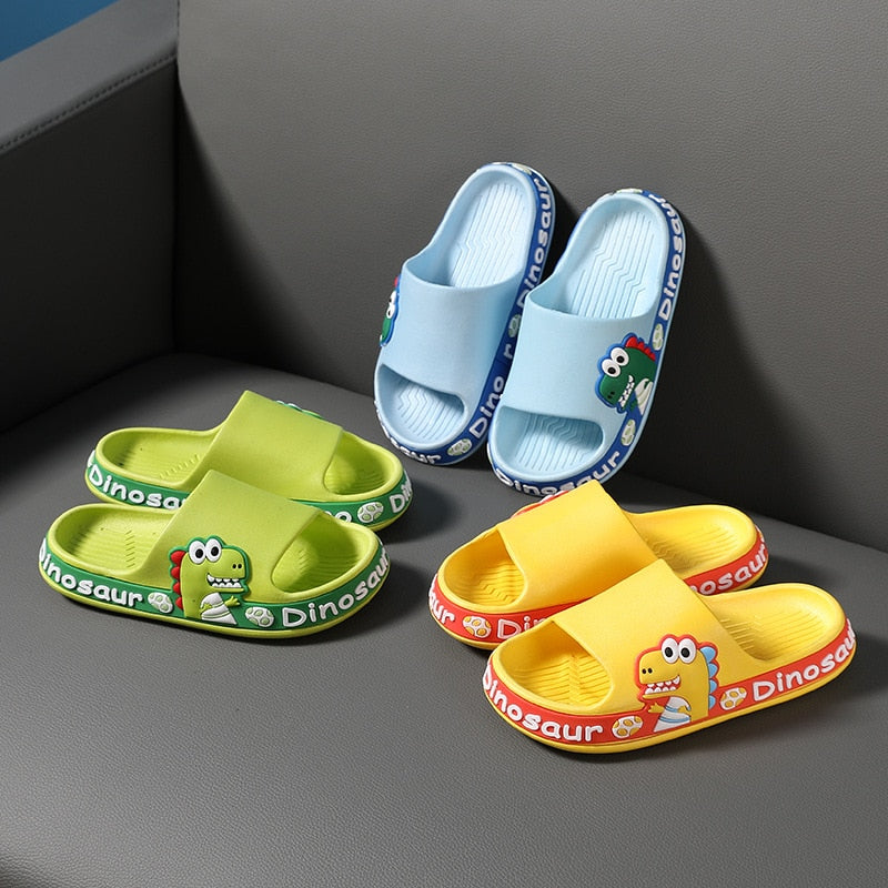 Plush dinosaur comfort slippers for kids, offering warmth and playful style