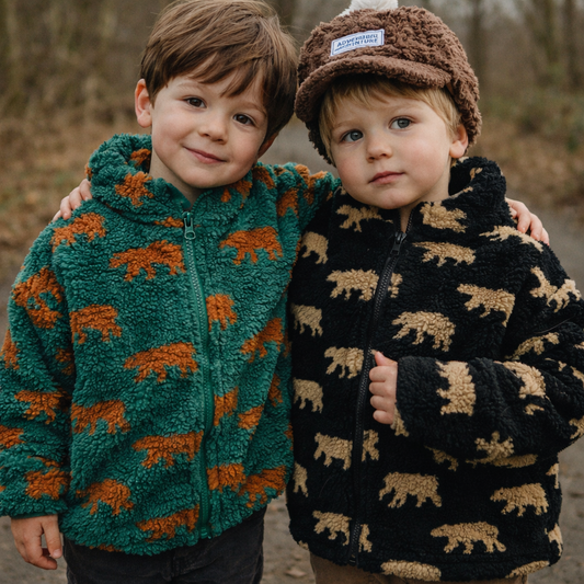Adorable kids' extra soft bear print fleece vest, perfect for warm winter layering