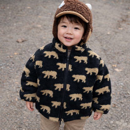 Children's bear fleece vest, extra soft and warm outerwear for cold weather