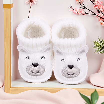 High-quality knitted baby footwear, soft and non-slip for growing babies.
