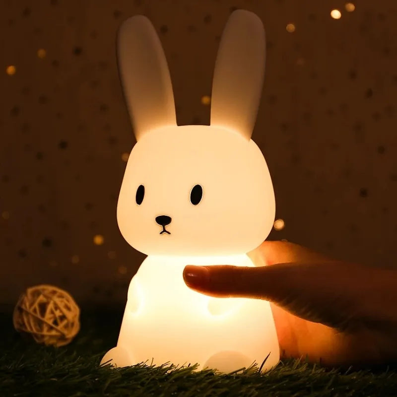 Gift for kids: adorable LED rabbit night light with touch sensor and color change