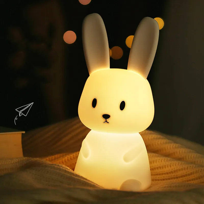 Baby's first night light: LED rabbit, soft silicone, gentle glow for nursery