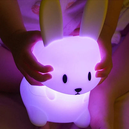 Touch sensitive LED rabbit night light, perfect for comforting children at night