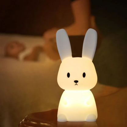 Flexible silicone rabbit LED lamp, portable and safe for kids and nurseries
