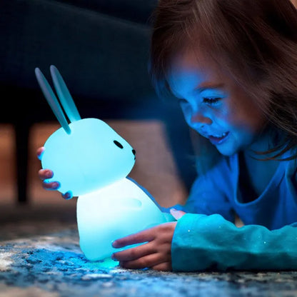 Charming LED rabbit lamp, silicone and touch sensor, for a cozy nursery atmosphere
