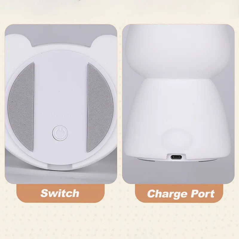 Eco-friendly LED rabbit night light, made of silicone, perfect for children's spaces