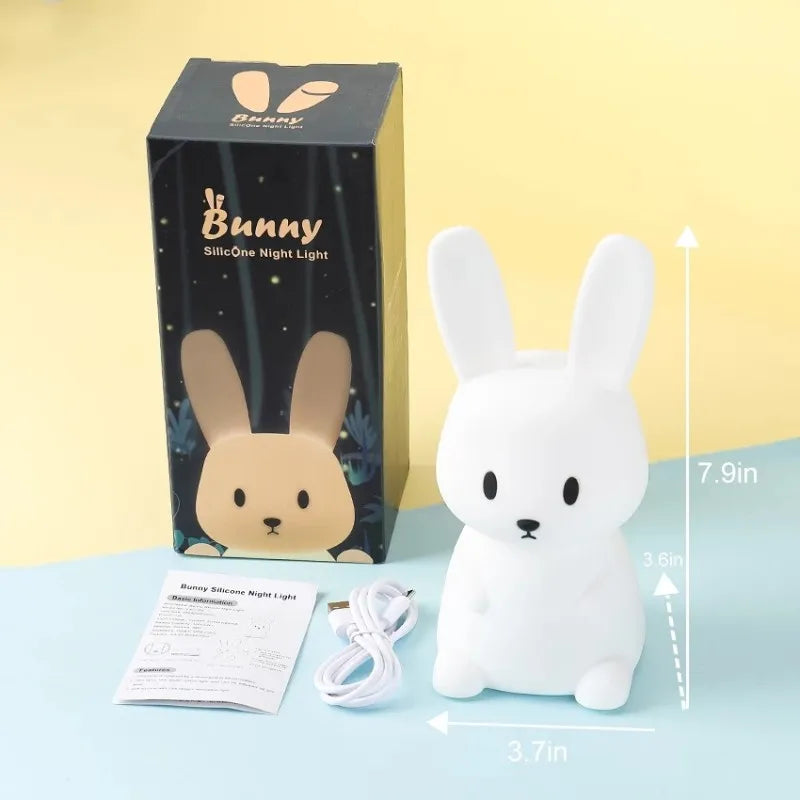 Modern LED rabbit night light, touch sensor, color changing features for kids' bedroom