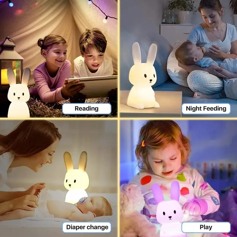 Toddler-friendly rabbit nightlight with touch control, gentle LED glow for kids' sleep